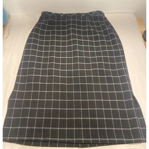 Womens  Black Skirt Checkerboard Print Stretch Knit Pull Up - Picture 1 of 4